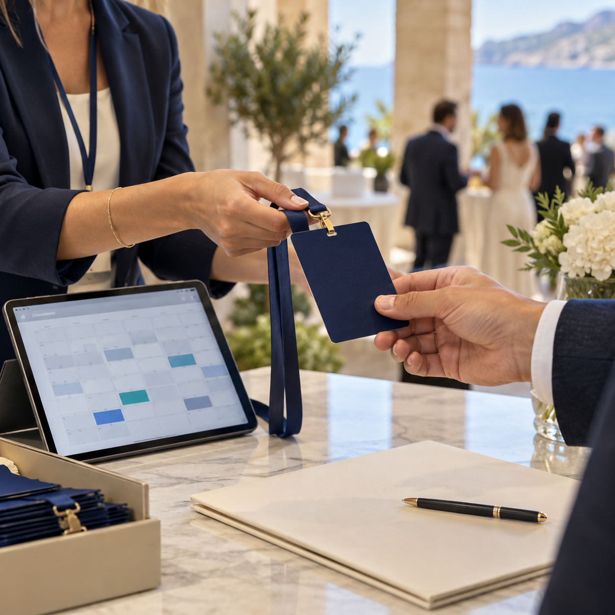 Developer presenting a project on a tablet